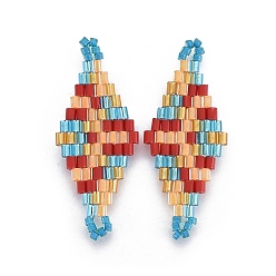 Разноцветный Японский бисер miyuki & toho ручной работы ссылки, Ткацкий станок, ромб, красочный, 32.5~33x12.6~13x1.7~1.8 мм, отверстие : 1.2~1.4 мм