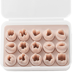 Розовый 15шт. 15 стили пластиковые глиняные формы, резцы глины, разнообразные, туманная роза, 22x13.5 мм, 1 шт / стиль