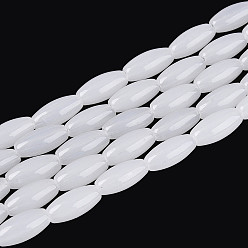 Белый Стеклянные бусины, имитация нефрита , рис, белые, 9~9.5x4~4.5 мм, отверстие : 0.7~0.9 мм, около 42~43 шт / нитка, 14.96~15.35'' (38~39 см)