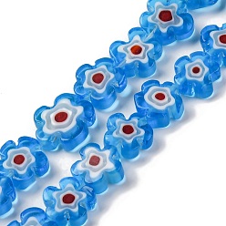 Озёрно--синий Handmade millefiori lampwork beads strands, слива, Плут синий, 9.5x10.5x3.5 мм, отверстие : 0.8 мм, около 35 шт / нитка, 14.17'' (36 см)