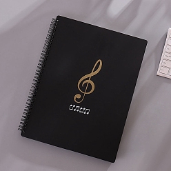 Black A4 Plastic Piano Sheet Folder, Binder Music Holder, Spiral Notebook Binder Organizer, Rectangle, Black, 315x235x15mm, 20 sheets/book