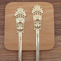 Light Gold Alloy Hair Stick, Flower, Light Gold, 157x25mm