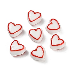 Белый Бусины лэмпворк , сердце, белые, 14~14.5x14.5~15x8~9 мм, отверстие : 1.5~1.6 мм