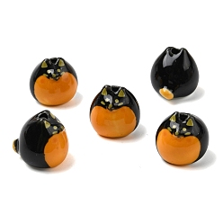 Черный Фарфоровые бусины ручной работы, яркие глазированный фарфор, собака, чёрные, 16~16.5x16.5x18.5 мм, отверстие : 2.5 мм