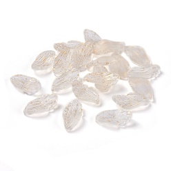 Weiß Milchglas Anhänger, mit Goldfolie, petaline, weiß, 22x12x5 mm, Bohrung: 1 mm