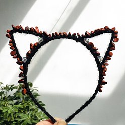 Красный Камень Ободки для волос из натуральной красной яшмы, резинки для волос кошачий глаз, для женщин девушек, 170x150 мм