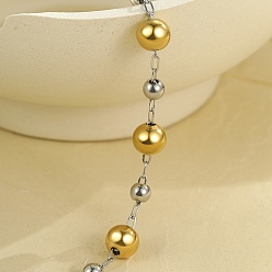 Золотой & Цвет Нержавеющей Стали 304 из нержавеющей стали Кабельные зажимы браслеты, браслеты из круглых бусин для женщин, золотые и нержавеющая сталь цвет, 7-1/8 дюйм (18.2 см)