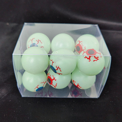 Verde Claro Globos oculares que rebotan de plástico que brillan en la oscuridad, globo ocular sangriento luminoso, decoración de miedo de halloween, apoyo de travesuras, verde claro, 33 mm, 12 unidades / caja
