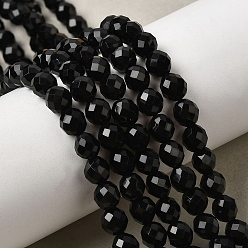 Black Onyx Окрашенные и нагретые нити бусин из натурального черного оникса, граненые, рис, 6~6.5x5~6 мм, отверстие : 1.2 мм, около 58~62 шт / нитка, 14.57''~14.76'' (37~37.5 см)