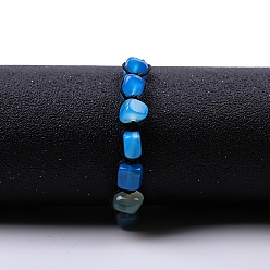 Темно-Голубой Браслеты из бисера из окрашенного натурального агата, самородки, глубокое синее небо, 6-3/4~10-1/4 дюйм (17~26 см)