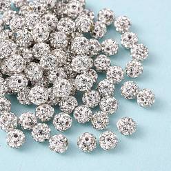 Crystal Polymer Clay Rhinestone Beads, Pave Disco Ball Beads, Grade A, Round, PP6, Crystal, PP6(1.3~1.35mm), 4mm, Hole: 1mm