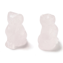 Розовый Кварц Резные фигурки из натурального розового кварца, для украшения рабочего стола домашнего офиса, кошка, 10.5~13x16~18x21.5~23.5 мм