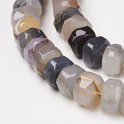 Gray Natural Botswana Agate Beads Strands, Faceted, Rondelle, Dyed, Gray, 15.5x15x9mm, Hole: 1.5mm, 42pcs/strand, 15.6 inch(39.5cm)