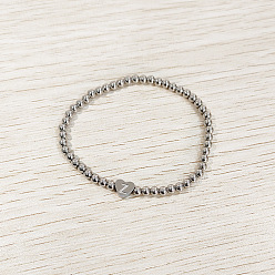 Letter Z 304 эластичные браслеты из нержавеющей стали для женщин, сердце с письмом, цвет нержавеющей стали, Письмо Z, внутренний диаметр: 2.24 дюйм (5.7 см)