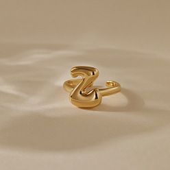 Letter Z Латунные кольца-манжеты для женщин, буквы, долговечный, золотые, Письмо Z, внутренний диаметр: регулируемый