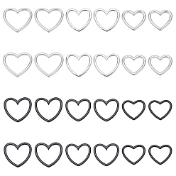 (52) Непрозрачная лаванда 24 шт. 6 стильные соединительные кольца из сплава, сердце, разноцветные, 22~39x26~44x2~2.5 мм, внутренний диаметр: 12~23x20~36 мм, 4 шт / стиль