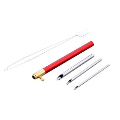 Платина Набор игл для валяния, с нитевдевателями, инструменты для вышивки крестиком, платина, 480~500x0.1 мм