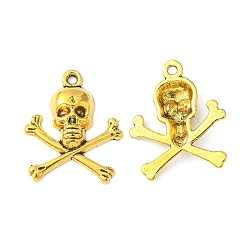 Античное Золото Сплавочные подвески тибетского стиля, без кадмия и без свинца, череп пиратского стиля, античное золото , 24x21x4 мм, отверстие : 2 мм