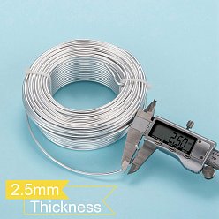 Silver Round Aluminum Wire, Bendable Metal Craft Wire, for DIY Jewelry Craft Making, Silver, 10 Gauge, 2.5mm, 35m/500g(114.8 Feet/500g)