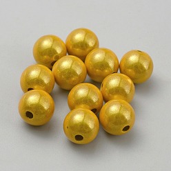 Золотистый Матовые акриловые бусины, окрашенные распылением, круглые, золотые, 8 мм, отверстие : 1.6 мм
