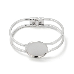 Серебро Покрытие стойки изготовление браслетов из латуни, пустое основание браслета, долговечный, без свинца и без кадмия, плоско-круглые, серебряные, внутренний диаметр: 2-3/8 дюйм (6.15 см), лоток : 25 мм