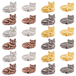 (52) Непрозрачная лаванда 80 шт 4 цвета тибетский стиль сплав котенок бусины, 3 д кот, разноцветные, 11x14x4.5 мм, отверстие : 1 мм, 20 шт / цвет