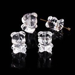 Медведь Природный кристалл кварца бусины, резные бусины из горного хрусталя, медведь, 18x15 мм