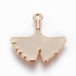 Гейнсборо Подвески из цинкового сплава, с эмалью, гинкго лист, золотой свет, светло-серые, 22.5x22.5x2 мм, отверстие : 1.5 мм