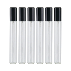 Черный 4 шт. пустых переносных стеклянных бутылок-распылителей, распылитель мелкого тумана, с пылезащитным колпачком из полипропилена, многоразовая бутылка, чёрные, 1.7x13 см, емкость: 15 мл (0.51 жидких унций)
