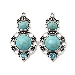Бирюза Подвески из сплава и акрила в тибетском стиле, тыквенные прелести, античное серебро, бирюзовые, 39.5x21x6.5 мм, отверстие : 1.8 мм