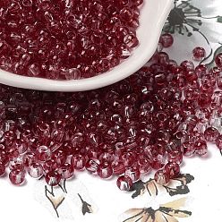 Темно-Красный Прозрачные цвета стеклянные круглые бусины, с блеском порошок, круглое отверстие, темно-красный, 4x3 мм, отверстие : 1.4 мм, Около 4500 шт / фунт