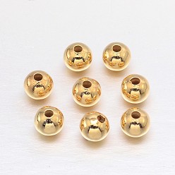 Настоящее золото 18K Настоящие 18 латунные круглые распорки с позолотой, без свинца, без кадмии и без никеля, 4 мм, отверстие : 1.5 мм