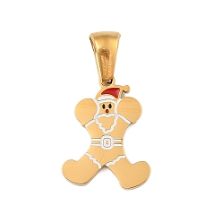 Letter X Новогодняя тема 304 подвески из нержавеющей стали, с эмалью, золотые, Санта-Клаус письмо талисман, Письмо X, 16x12x1.5 мм, отверстие : 6x3 мм