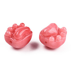 Tomato Opaque Resin Beads, Imitation Jade, Cat Claw, Tomato, 14x15x13mm, Hole: 1.8mm