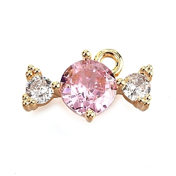 Настоящее золото 18K Латунь прокладывает кубические циркониевые прелести, без кадмия, без никеля и без свинца, конфеты, реальный 18 k позолоченный, 9x14x4 мм, отверстие : 1.4 мм