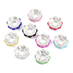 Серебро Латунные бусины, без кадмия и без свинца, с абс пластмассовой имитационной жемчужиной, плоско-круглые, серебряные, 18x5.5 мм, отверстие : 6.5 мм