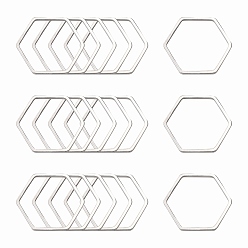 Platinum Brass Linking Rings, Hexagon, Platinum, 20x22.5x1mm, about 1000pcs/bag