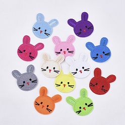 Mixed Color Bunny Computerized Embroidery Cloth Iron On/Sew On Patches, Costume Accessories, Appliques, Rabbit Head, Mixed Color, 43.5x40x1.5mm, about 12colors, 1color/10pcs, 120pcs/bag