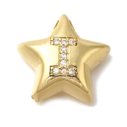 Letter I Стойка металлическая латунная микропрофилированная кубическая циркония подвески, долговечный, без кадмия и без свинца, буквы, реальный 18 k позолоченный, Буква "i", 15.5x16.5x5.5 мм, отверстие : 3 мм