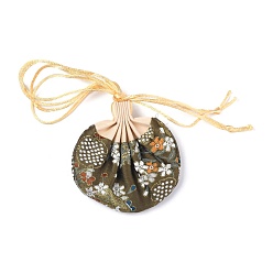 Цвет Оливы Кошельки для монет саше из китайской парчи, подарочные пакеты для ювелирных изделий с цветочной вышивкой на шнурке, для женщин девушек, оливковый, 9.2x12 см