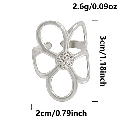 Нержавеющая Сталь Цвет 304 открытые кольца-манжеты из нержавеющей стали для женщин, цветок, цвет нержавеющей стали, 30 мм, внутренний диаметр: 20 мм