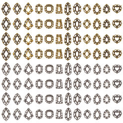 (52) Непрозрачная лаванда 144шт. 24 стили, сплавные кабошоны, соединительные оправы для стразов, разноцветные, 10.5~16x8~11x2 мм, 6 шт / стиль