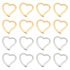 Золотой & Цвет Нержавеющей Стали 40шт. 2 цвета 304 соединительные кольца из нержавеющей стали, сердце, золотые и нержавеющая сталь цвет, 14.5x15x1.5 мм, отверстие : 9.5x11 мм, 20 шт / цвет