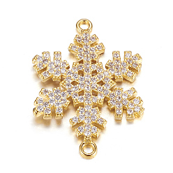 Золотой Латунные микро проложить кубических ссылки циркония, снежинка, золотые, 26.5x19x2 мм, отверстие : 1.5 мм