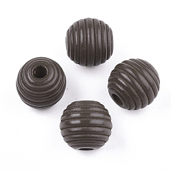 Кокосово-Коричневый Крашеные натуральные деревянные улья, круглые, кокосового коричневый, 12x11 мм, отверстие : 3 мм