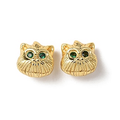 Золотой Латунные микро проложить кубического циркония бусы, долговечный, стойки покрытие, форма кошки, золотые, 8x8x6 мм, отверстие : 1.6 мм