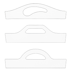 Прозрачный 3шт 3 стили прозрачные акриловые шаблоны фрезера, разделочная доска с прозрачной акриловой ручкой, направляющие инструменты для угловых изогнутых трафаретов для деревообработки, прозрачные, 7.5~9.45x27.7x0.4 см, Внутренний диаметр: 2.6~11x4.2~9.3 cm, 1 шт / стиль