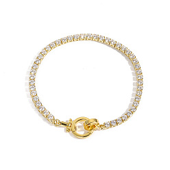 Золотой Браслеты из латуни со стразами и цепочками для женщин, золотые, 7.87 дюйм (20 см)