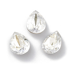 Серебряный Оттенок K 9 кабошоны из стеклянного страза, задние и задние, слеза, серебряный оттенок, 14x10x6 мм