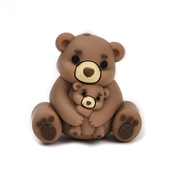 Верблюжий Силиконовые бусины, фокусные бусы, медведь, верблюжие, 28x28x19 мм, отверстие : 2 мм